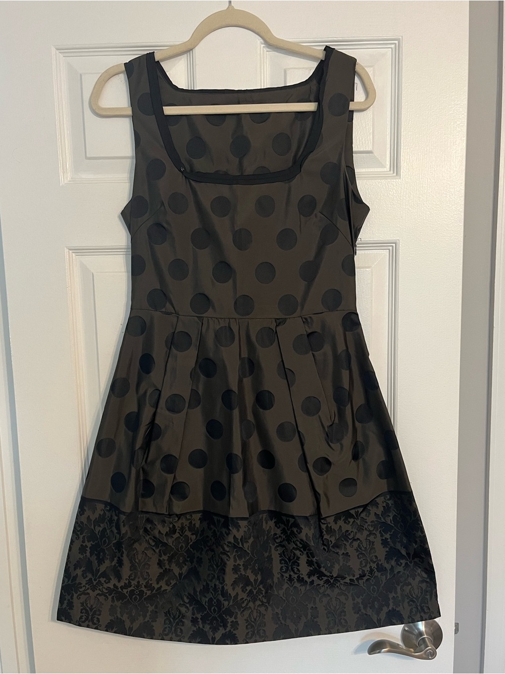 NWT Imperial Italian-Made Black Polka Dot Fit-and-Flare Mini Dress